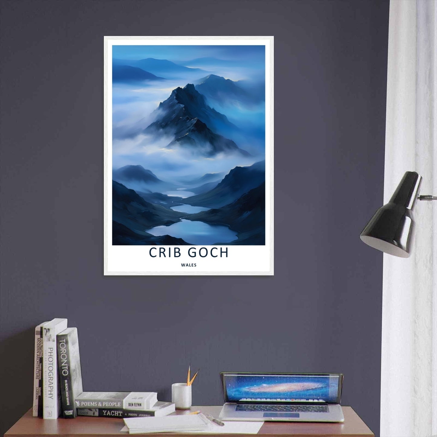 Crib Goch Snowdonia Atmospheric Misty Travel Poster | Moody Wales Wall Art